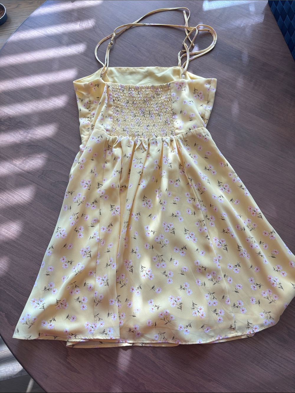 Yellow Floral Tie-Shoulder Sundress - Picture 2 of 3
